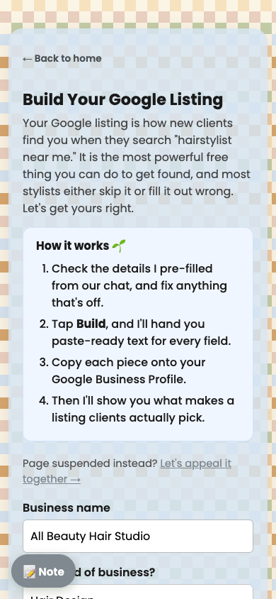 Rooty Google listing screen